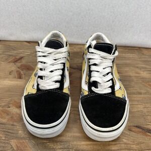 Vans OldSkool Yellow Canvas Blue Eyes & Black Suede Sneakers Size Women 6.5 M 5
